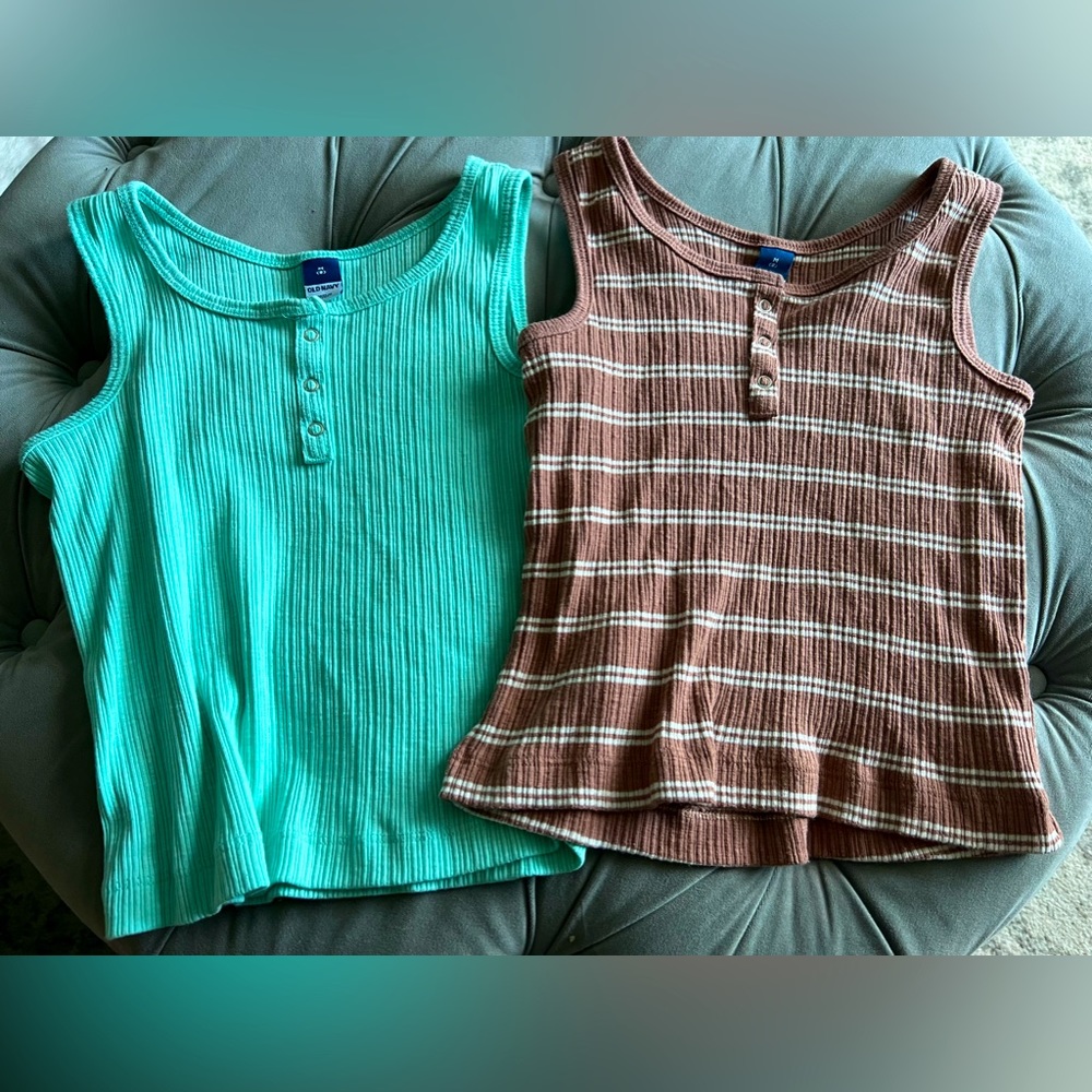 Old Navy Girls cropped Rib-Knit Henley tank